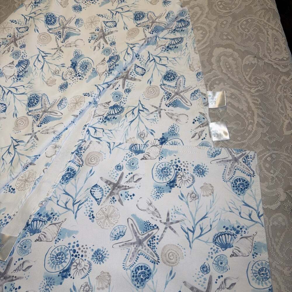 Sigrid Olsen 68" Tablecloth Coral Reef Starfish Seashells/3 Placemats 12.5”18.5”